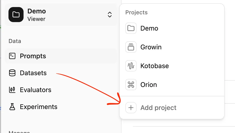 Project selector